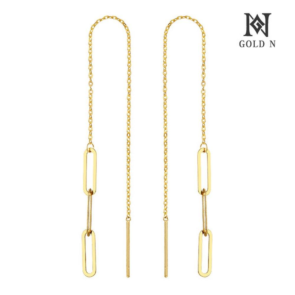 Gold N 14K Clip Chain Three-Line Small Earrings Yg