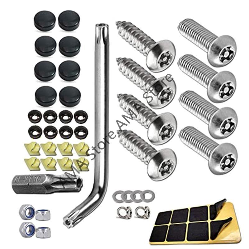 X7JF Anti Theft Auto Security License Plate Screws Accessory StainlessSteel Screws