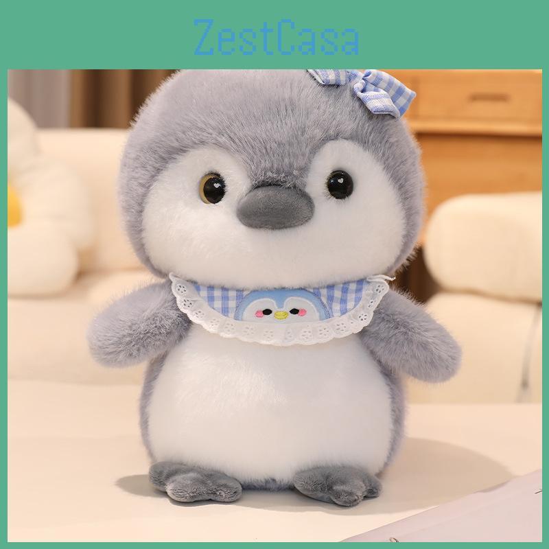 Cute Cartoon Penguin With Butterfly Headwear And Scarf Plush Toy Doll Gift For