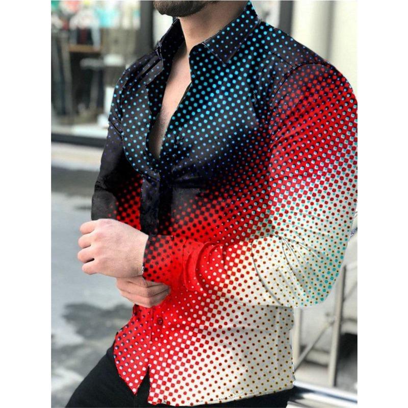 Fashion Luxury Party Evening Dress Shirts Lapel Button Down Shirts Casual Printed Newspaper Text Art Men's Top Shirts