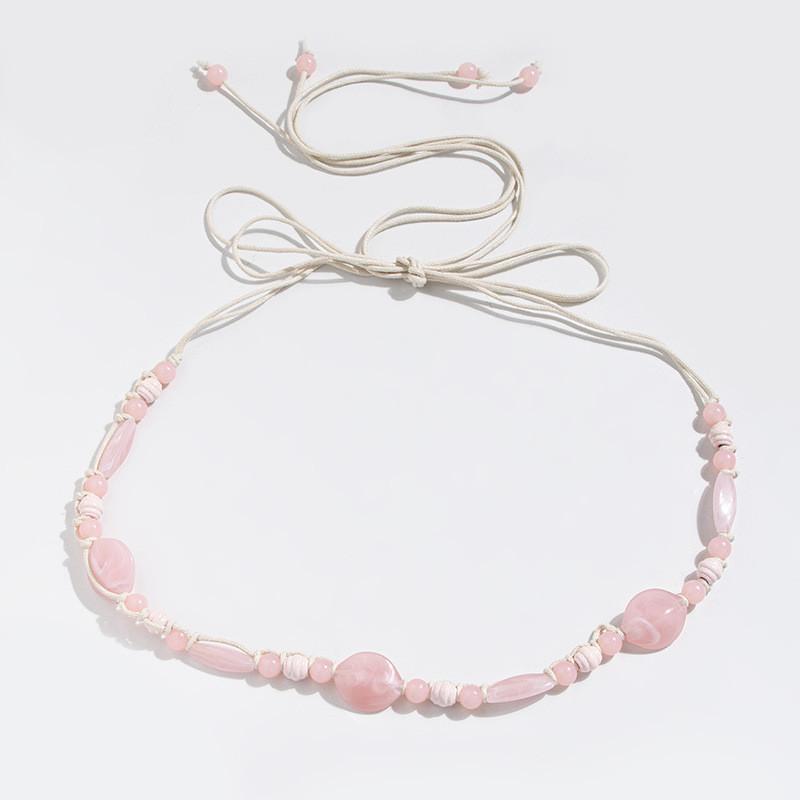 Bohemian Ethnic Waist Rope Belt Handmade Cotton Hemp With Colorful Beads For Relaxed Summer Outfits