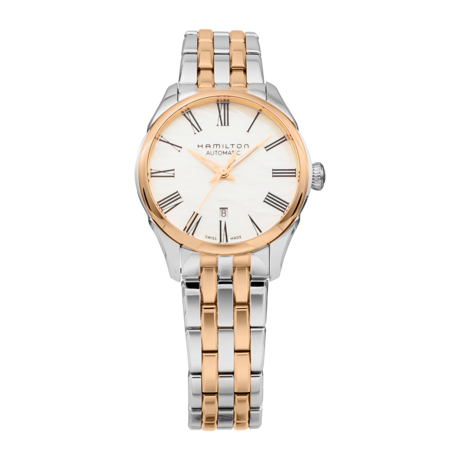 

Jazzmaster Циферблат Білий Перламутр Нержавіюча Сталь Сапфірове Скло Автоматичний 30ММ Швейцарський Годинниковий Бренд H42225191 Золотий [Hamilton] Жіночий Сріблястий/Рожевий [Товар]