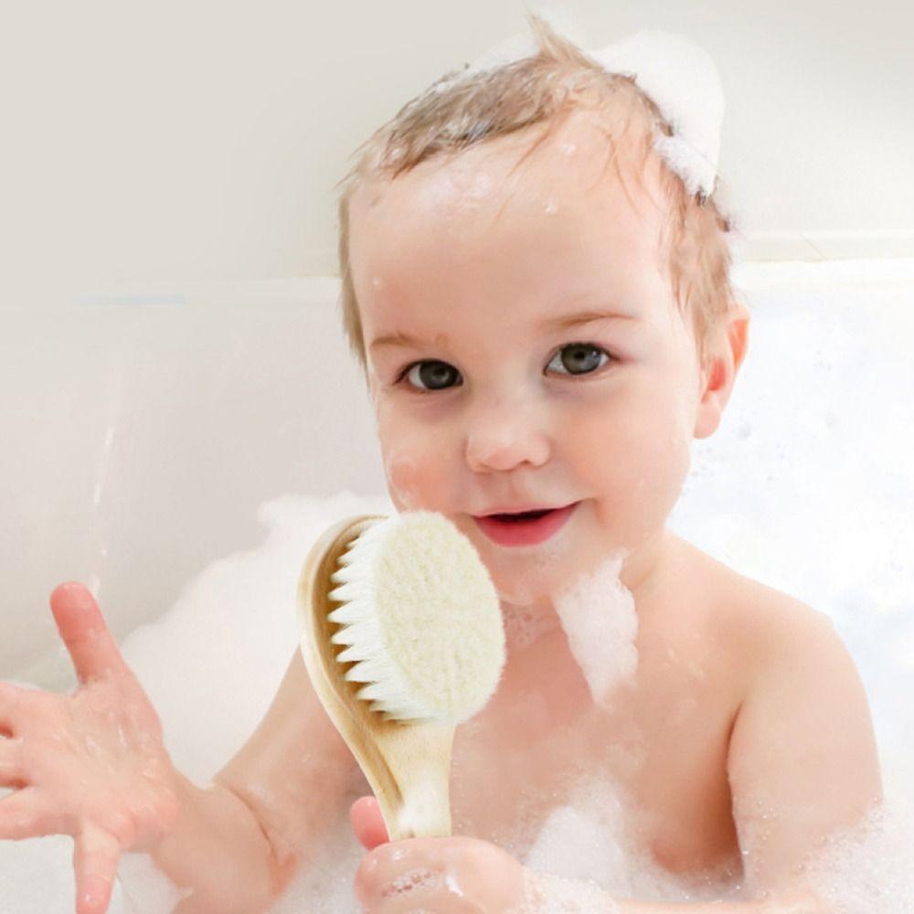 Natural Cradle Cap Brush Wooden Handle Infant Hair Brush High Quality Baby Hair Brush