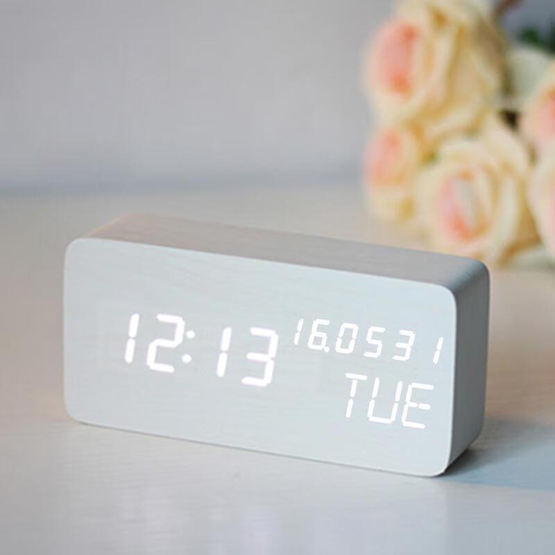 HANDUNYOU Деревянный цифровой будильник с вечным календарем