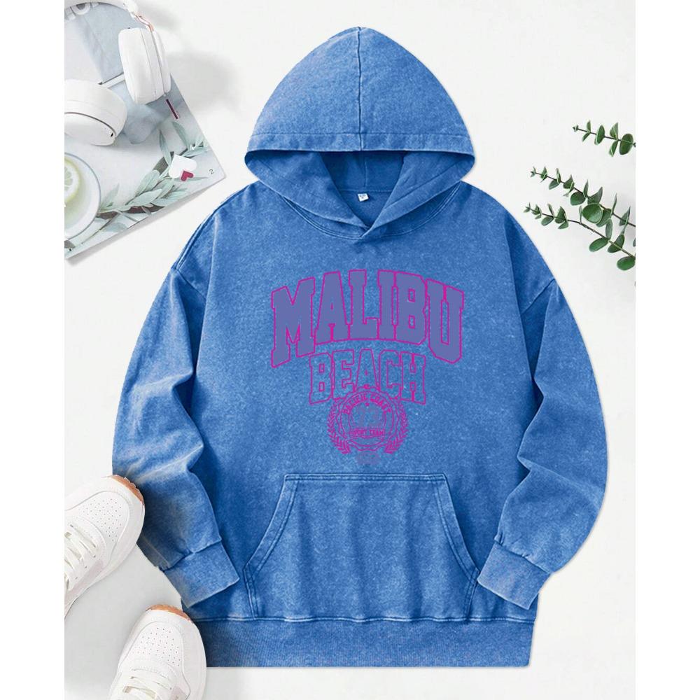 Retro Malibu Beach Art Letter Prints Female Hoody Fashion Hoodie Creativity Oversize Clothes Cotton Autumn Hoodies
