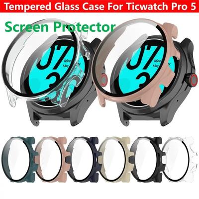 Gehärtetes Glas + Gehäuseabdeckung für Ticwatch Pro 5 Smart Watch Strap Schutzhülle Bumper Screen Protector Shell Film Tic Watch Pro5