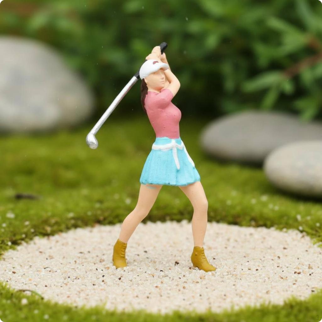 1:64 Golf-Miniaturen Mikrolandschaft Dekoration Golferfiguren Lebendige Posen Spieler