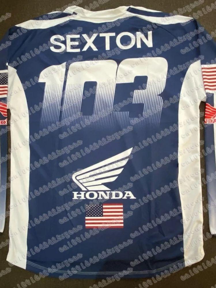 Honda 2025 Summer Motorcycle Jersey #103 SEXTON Long Sleeve Riding Shirt Breathable Racing Gear Comfortable Off-Road Moto Top