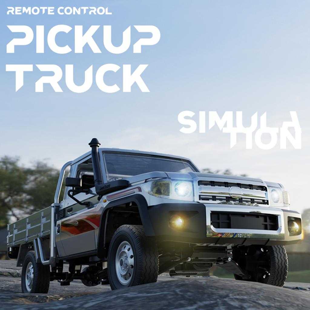 Remote Control Car, 2.4GHz Electric Vehicle with LED Lights, 1:14 Scale Rechargeable Pickup Truck with 2 Batteries, Toy