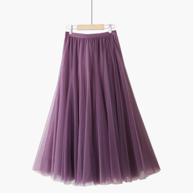 DX~~New Patchwork Ethnic Style Retro Pure Red Pleated Slim Fairy Mesh Skirt