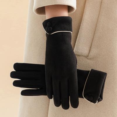 Damen Touchscreen Handschuhe Mode Herbst Winter Warm Dünne Kaschmir Fäustlinge Uni Radfahren Fahren Wildleder Stoff Winddichte Handschuhe