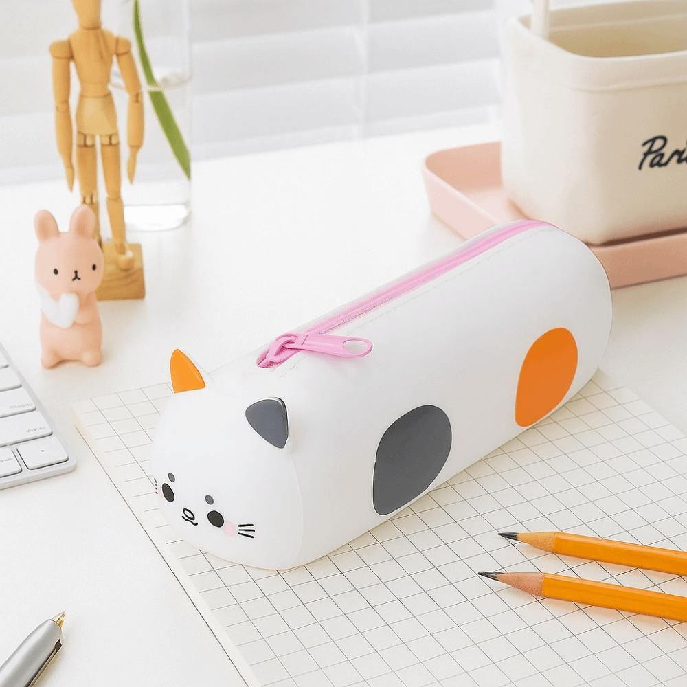 Large Capacity Portable Stationery Box Soft Texture Cartoon Animal Pencil Case  Daily Use