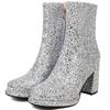 Fashion Luxury Sequined Women Ankle Boots Gold Silver Block Heels Short Boot Female Zipper Autumn Winter Party Shoes Ladies Large Size