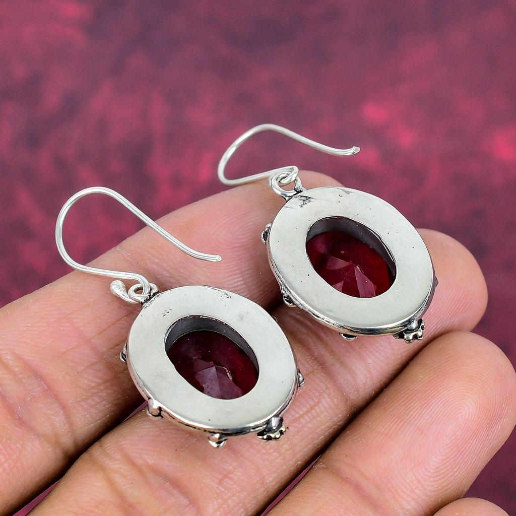 Rød granat smykker, 925 solid sterling sølv øredobber, håndlagde edelsten smykker øredobber til minnedagen