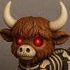Fall Skeleton Highland Cow Spooky Highland Cow Figurine with Glowing Red Eyes Halloween Tabletop Resin Statue for Home Garden Office Table Decor