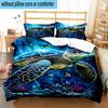 Cartoon Sea Turtle Artwork 3pcs Bedding,Including 1pc Duvet Cover And 2pcs Pillowcases Perfect for Christmas,Ideal for Bedroom, Dormitory