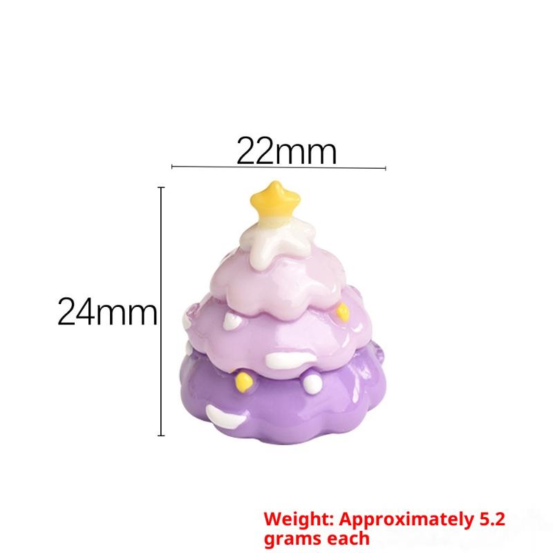 5 Peças Mini Árvore de Natal Colorida em Gradiente Bolo Comida Brinquedo Cola Cremosa Resina DIY Widgets Decoração de Cena de Natal