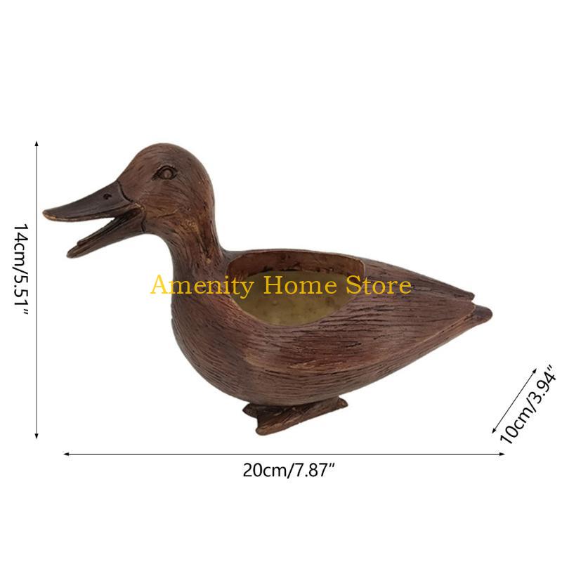 F26C Cute Duck Flower Pots Garden Statue Garden Sculpture Animal Succulents Planter Cute Duck Planter Garden Outdoor Decors