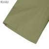 ZANZEA Women Casual Round Neck Solid Color 3/4 Sleeve Loose Dress