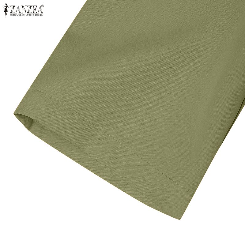 ZANZEA Women Casual Round Neck Solid Color 3/4 Sleeve Loose Dress