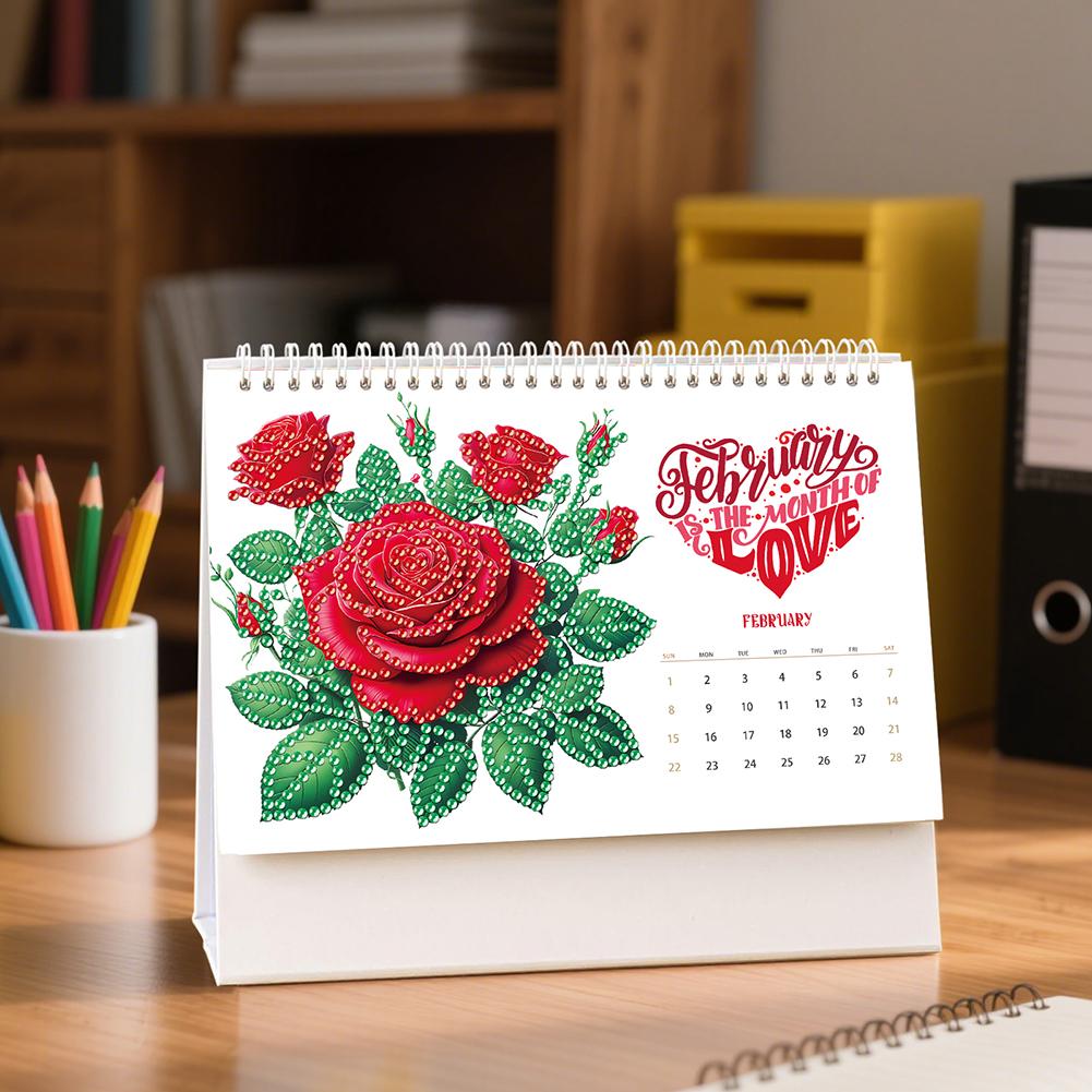 2026 Calendar Diamond Painting Calendar Set with Irregular Shaped Diamonds for Living Room Bedroom Office Desk Gift Giving