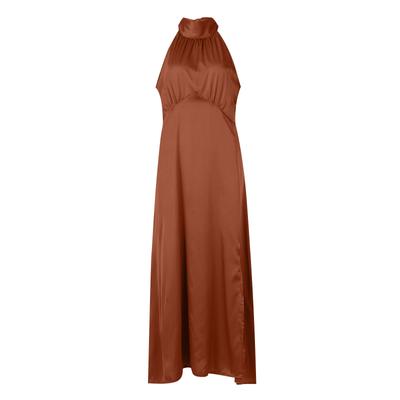 Women's Solid Color Sexy High Waist High Neck Slit Evening Gown Dress