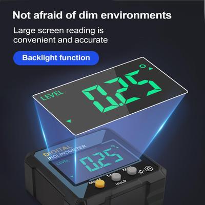 Magnetic Digital Angle Gauge, LCD Display Protractor for Carpentry Machining, Precision Measuring Tool with Hold Function