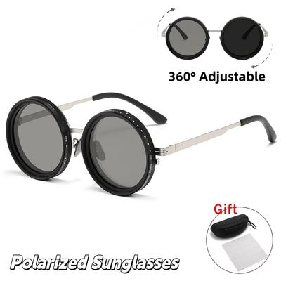 Nastavitelné sluneční brýle Stylové kulaté obruby Rotující přechodové čočky Outdoorové sporty Cestování Ochrana proti UV záření