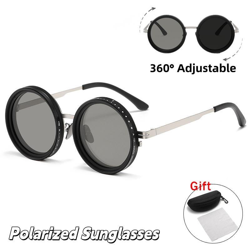 Adjustable Sunglasses Stylish Round-Frame Rotating Graduated-Tint Lenses Outdoor Sports Travel Uv-Protective Eyewear