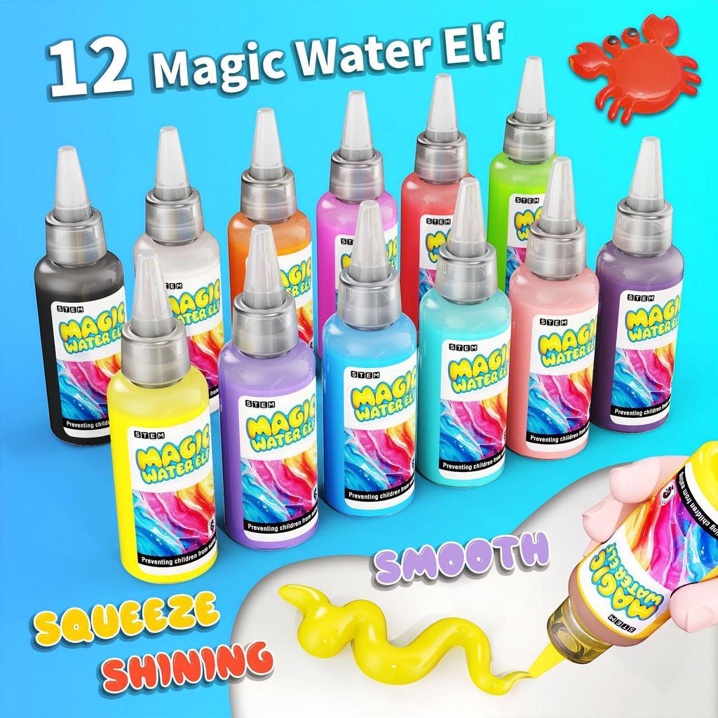 Cross Magic Water Gel Toy Set: Handmade DIY Watercolor Doodle with Magical Water Babies.