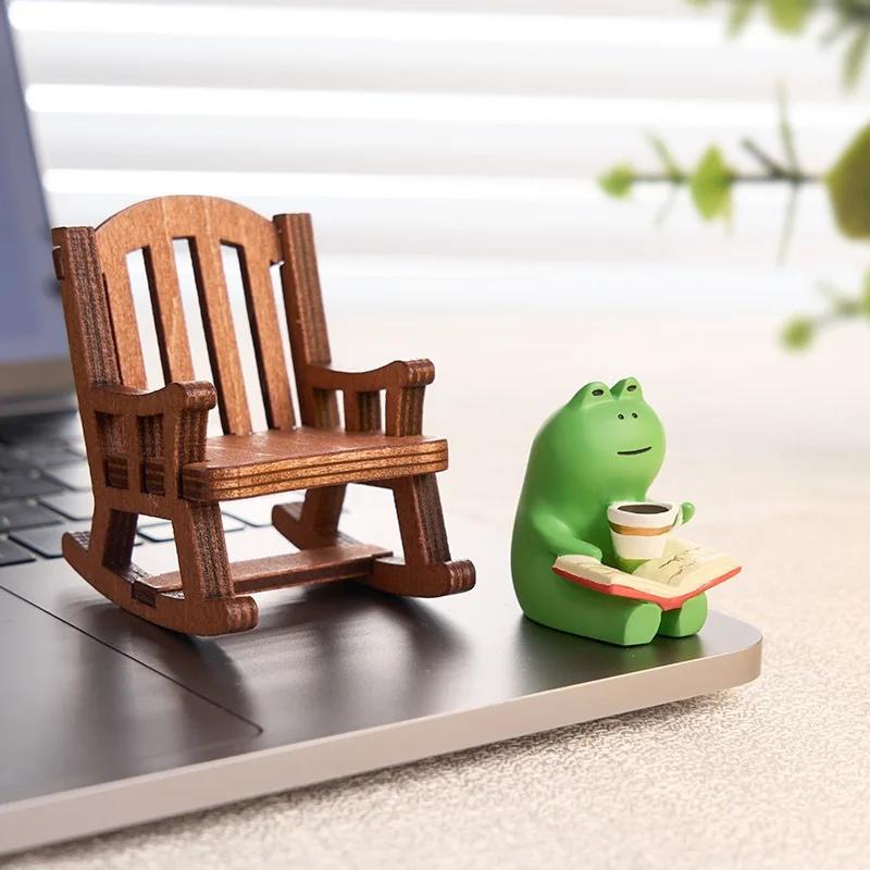 Frog Rocker Chair Cute Japanese Healing Small Decoration Office Desktop Decoration Car Center Control Decoration