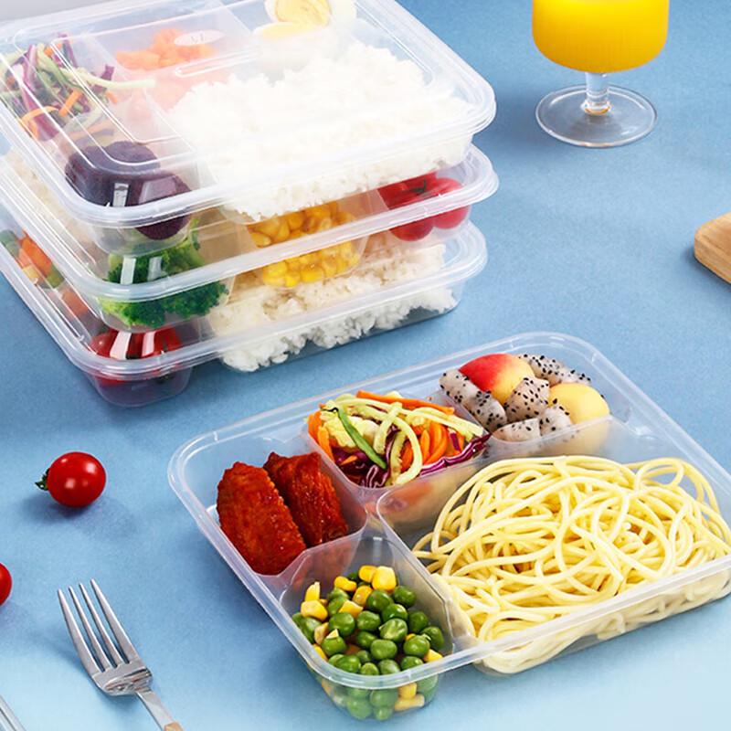 Disposable 5-Compartment Plastic Meal Prep Containers, 1000ml, 200-Pack