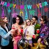 TaoBary 17 Pcs Happy New Year Banner and Hanging Swirl Streamer Glitter 2026 Eve Party Supplies Colorful New Years Decorations for Ceiling Wall