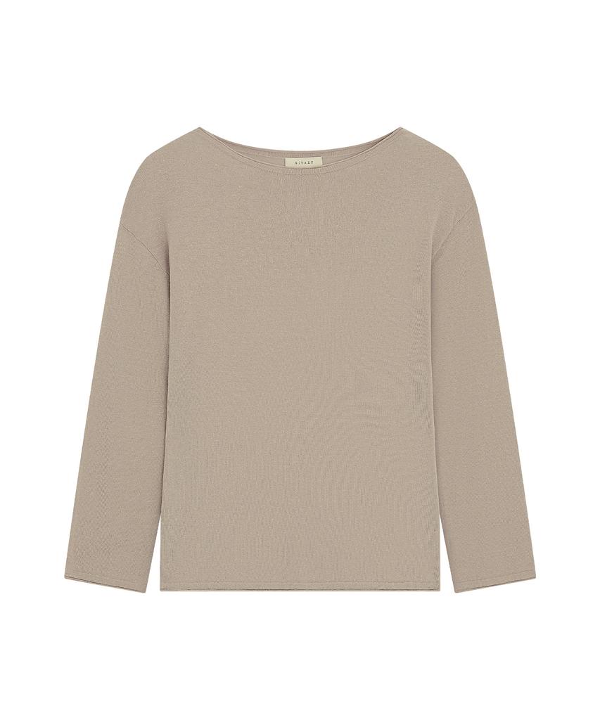 Siyajyu Sikn2194 Loose Fit Natural Boat Neck Knit_Beige