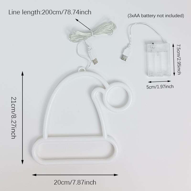 Xmas Hat Neon Signs LED Night Light,USB/Battery Powered atmosphere Lighting,for Birthday,Living Room,Garden,E-sports Room, Decor
