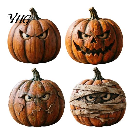 Durable Wooden Harvest Decor Halloween Pumpkin Figurine, Rustic Spooky Ornament, Fall Solid Wood Figurines Table Centerpiece for Home Party