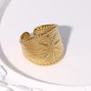Gold Color Stainless Steel Rings for Women Men Vintage Geometric Wide Edge Star Open Rings Non Fading Jewelry Accessories Gifts