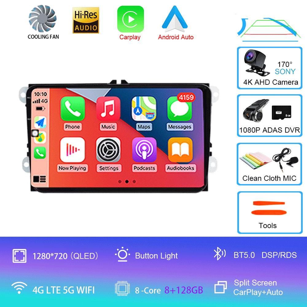 Android 14 For VW Volkswagen Skoda Octavia Golf 5 VW Touran Passat B6 Polo Tiguan Car Multimedia Radio Navigation GPS CarPlay