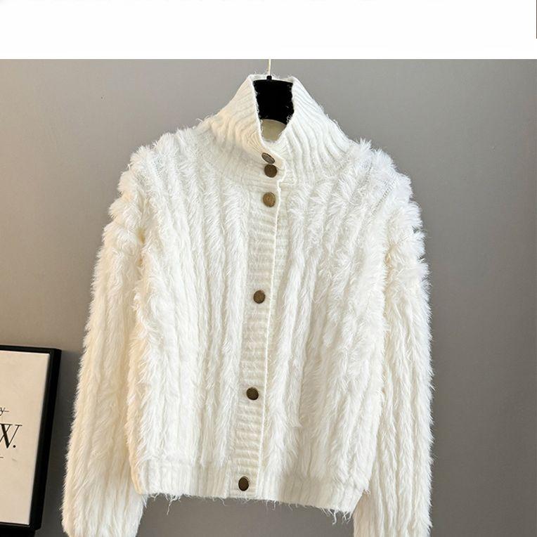 Zimní svetr s vysokým límcem Dámský Pletený Volný Krátký Ležérní Korejský Módní Top