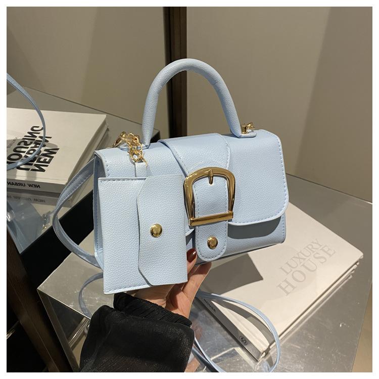 

Квадратная сумка конфетных цветов, простая ретро-сумка, кроссбоди, на одно плечо, женская сумка светло-синий