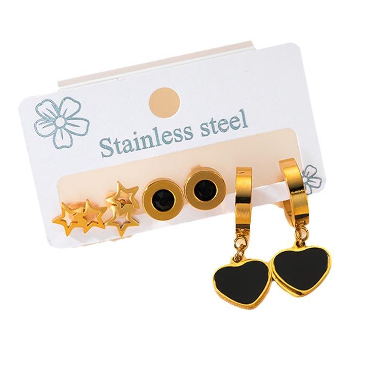 

Серьги-подсолнухи из нержавеющей стали в европейском и американском стиле, серьги, комплект подвесок Star Love, темпераментные ретро-серьги для женщин