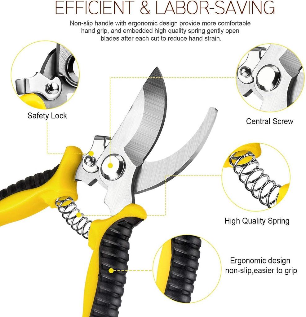 3-piece Garden Pruning Scissors Stainless Steel Blade Handheld Pruning Set