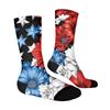 Women Breathable Comfortable Crew Socks Mid Calf Socks with Independence Day Themed Print Soft Stretchy Material for Daily Wear