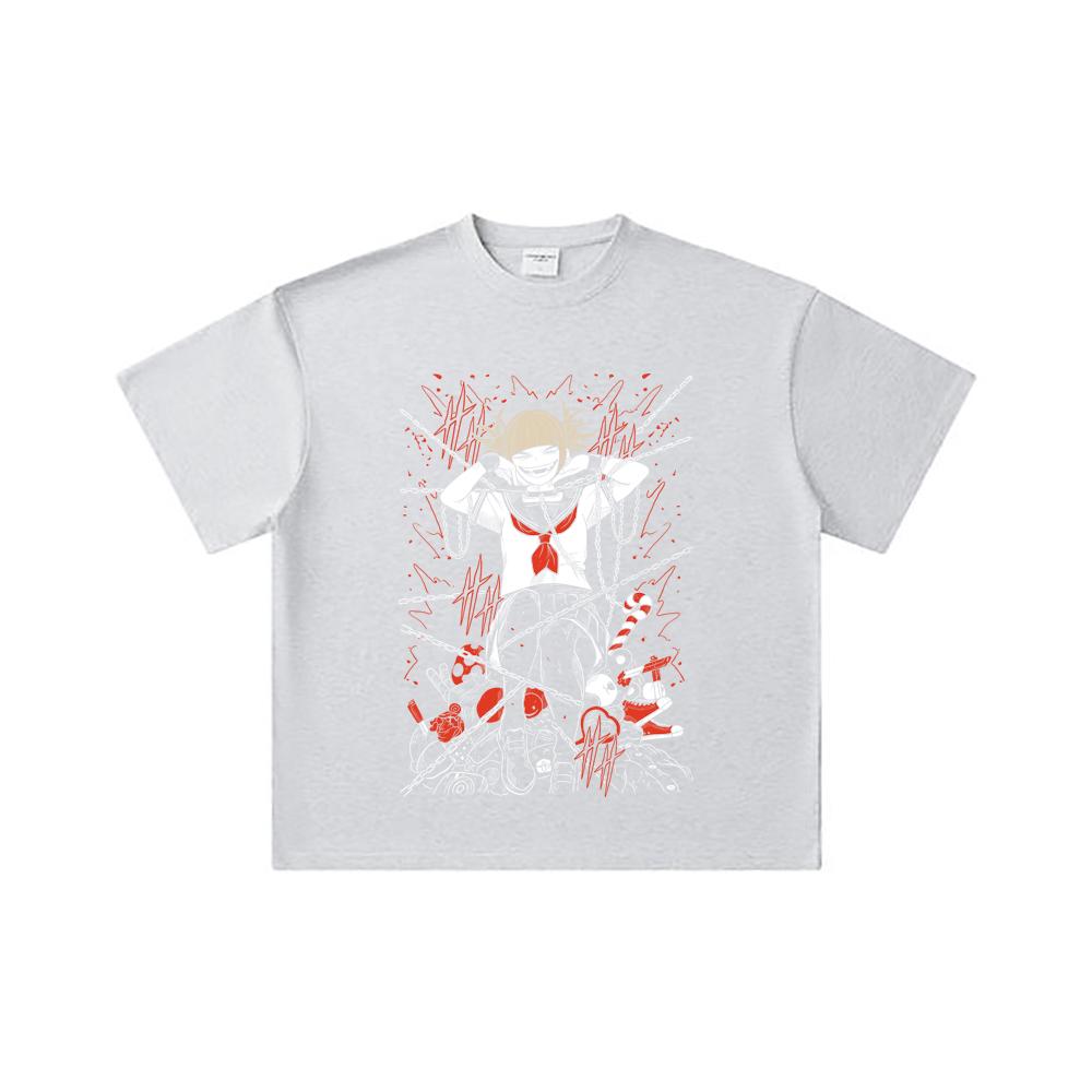 260 GSM Double Yarn 32 Count 100% Cotton My Hero Academia V8 Toga Print Unisex Heavy Cotton T Shirt