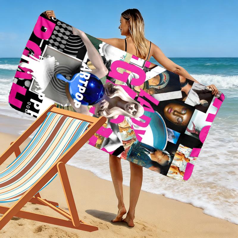 Gaga Poster Druck Strandtuch, Großes Weiches Schnelltrocknendes Handtuch für Strand Camping Schwimmen