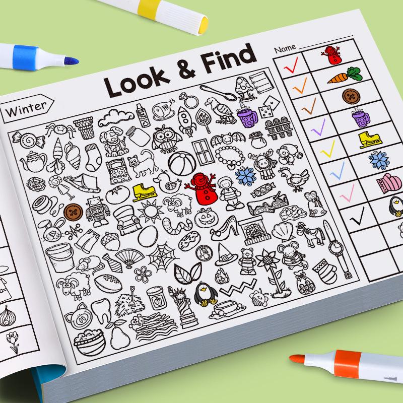 Cross-Border Seek-and-Find Fun: Toddler Observation & Coloring Book