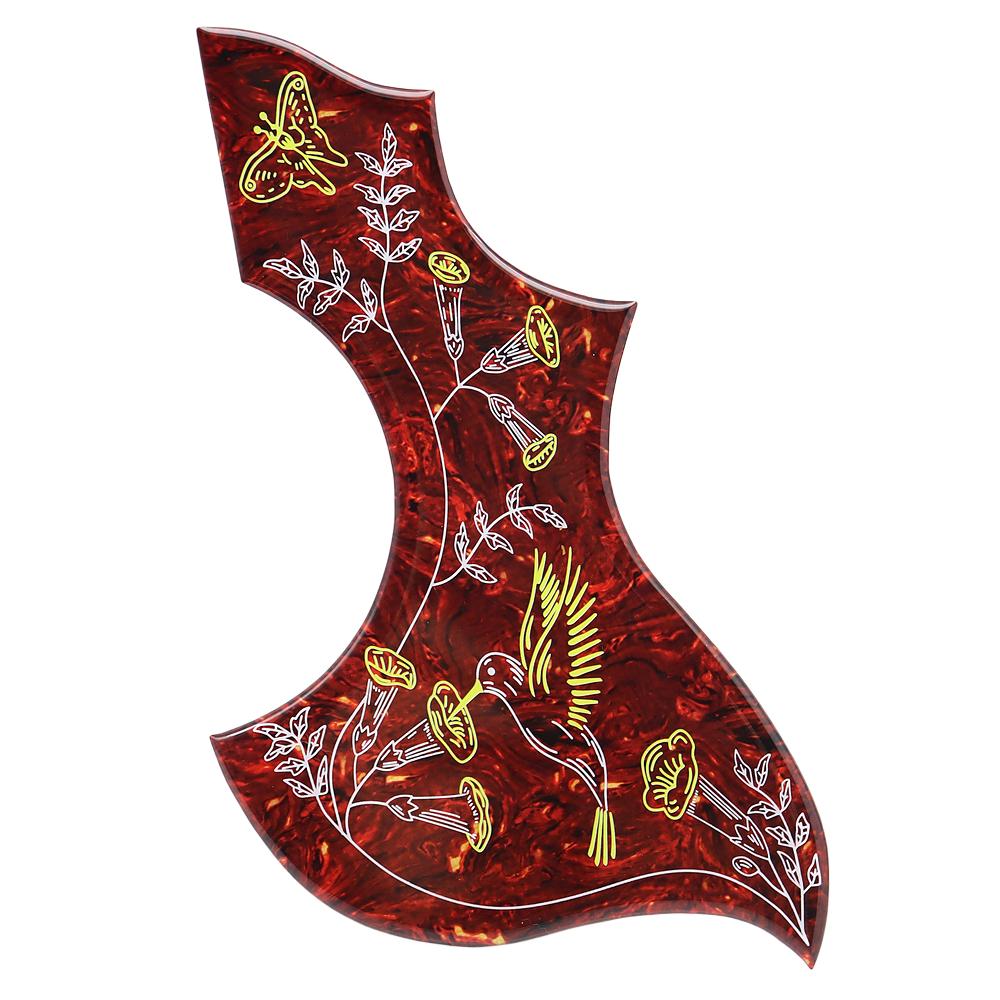 

1R Hummingbird Flower Decorative celluloid & Crystal epoxy resin Guitar Pickguard Anti-scratch Plate for Folk Acoustic Guitar