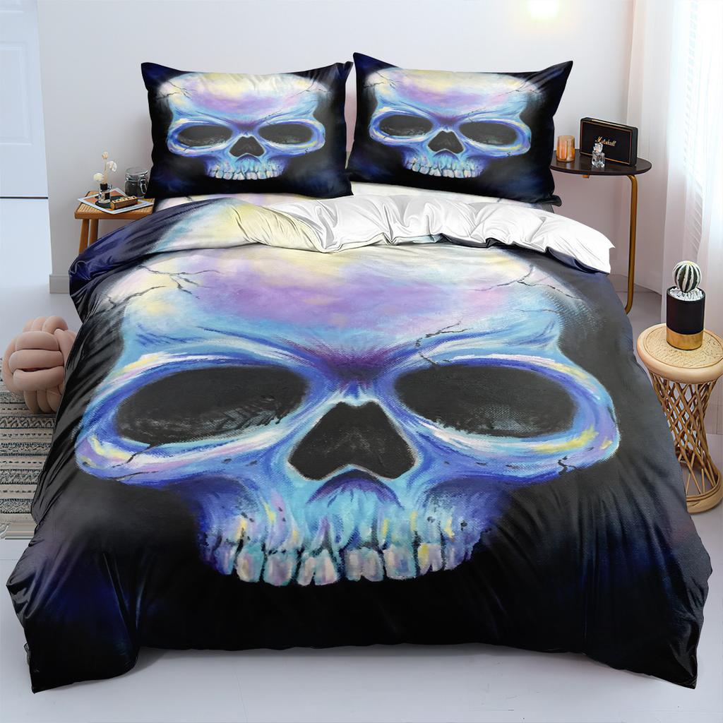 Skull Bedding Three-Piece Set 90-120G Abrasive Cloth 3D Digital Printing
