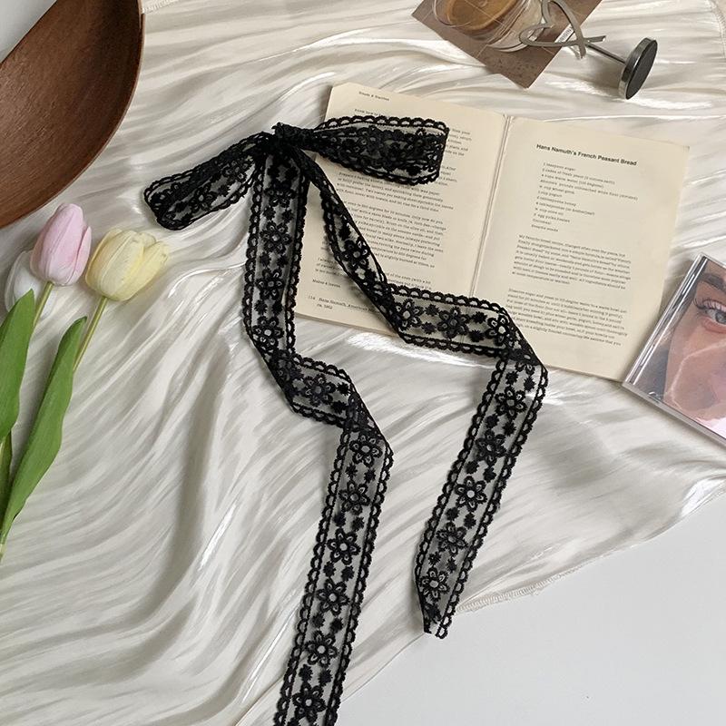 Lace silk scarf premium headdress DIY bow gift packaging clothing accessories ribbon headscarf headband streamer