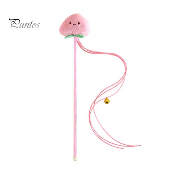Cat Tease Stick Toy Interactive Bite-Resistant Plush Cartoon Fruits Cats Stick Attracts Attention Kitten Teaser Wand Toy for Playing